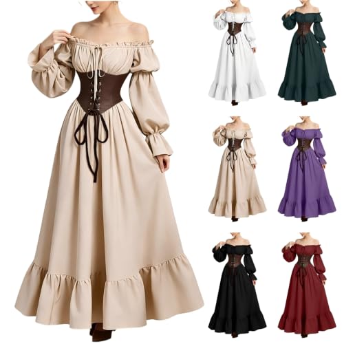 Off the Shoulder Lace Up Corset Medieval Dress Deal