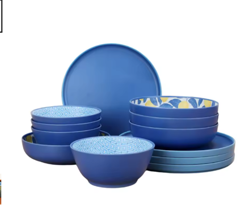 Bamboo Melamine 12-Piece Dinnerware Set