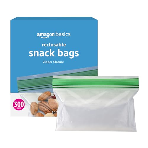 Amazon Basics Reclosable Food Storage Snack Bags, 300 Count Deal