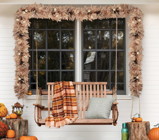6' Fall Garland with Lights & Timer