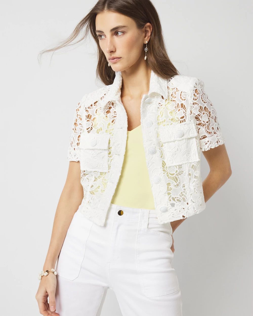 White House Black Market Short-Sleeve Lace Jacket