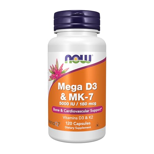 NOW Supplements Mega D-3 & MK-7 5000 IU / 180 mcg 120 Capsules Deal