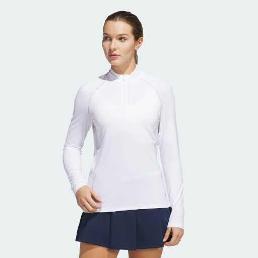 Adidas Women's Ultimate365 Solid Quarter-Zip Mock Polo Shirt