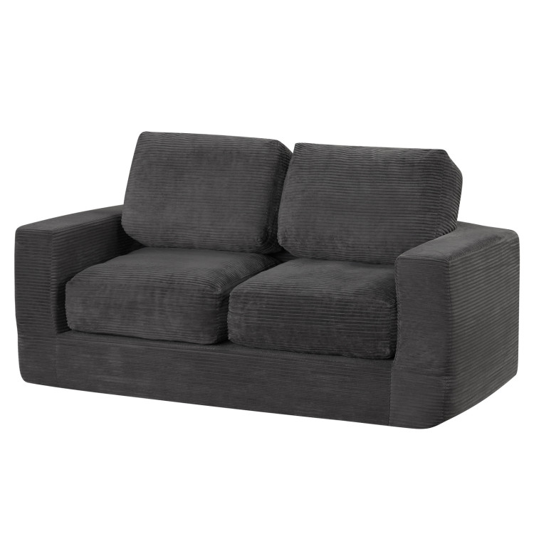 Costway 2-Seater Floor Foam Loveseat w/ Removable Corduroy Cover