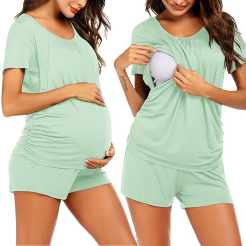 Ekouaer Women's Maternity Pajamas Short Set