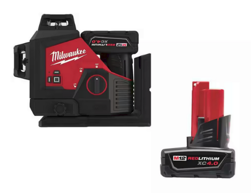 Milwaukee M12 12-Volt Lithium-Ion Cordless 250 ft. Green 3-Plane Laser Level Kit