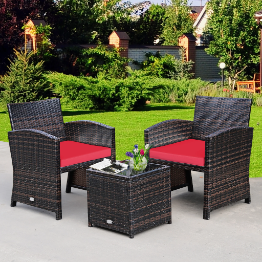 Costway 3-Piece Patio Rattan Wicker Sofa Set