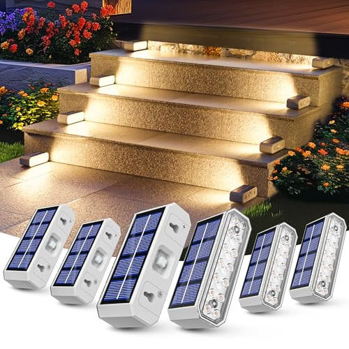 JOFIOS Solar Step Lights for Outside, 6 Pack