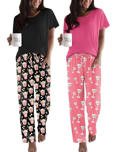 Ekouaer 2 Pack Pajamas for Women Set