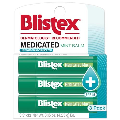 Blistex Medicated Mint Lip Balm SPF 15 3-Count 0.15-Ounce