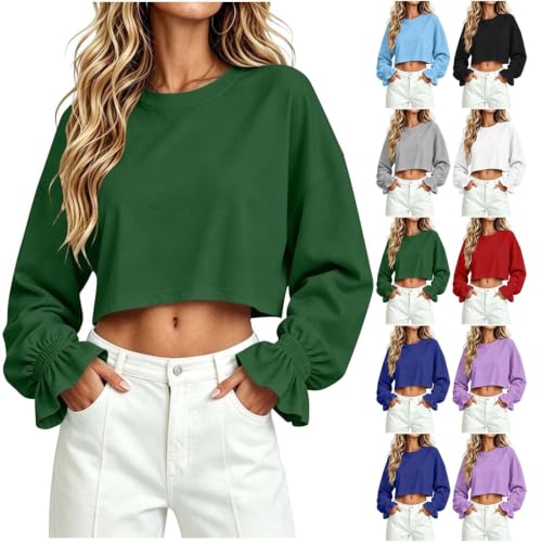 Lightweight Cropped Ruffle Sweatshirt