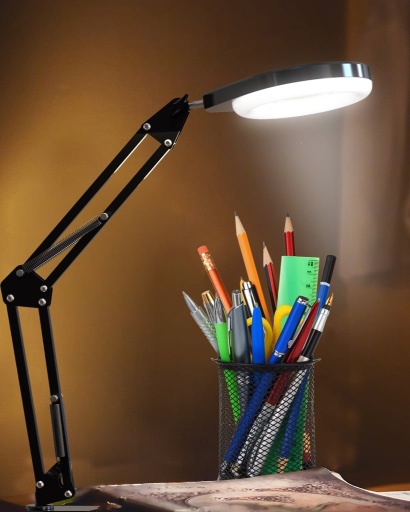 Desk Light with Magnifier w/5 Colors & 10 Brightness