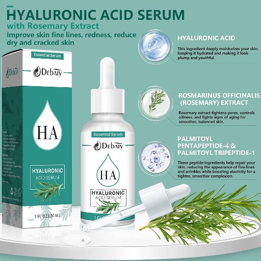 Hyaluronic Acid and Rosemary Extract Facial Serum 3-Pack, 1 Fl. Oz.