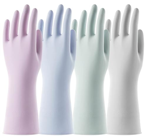 Rubber Cleaning Dishwashing Gloves 4-Pack