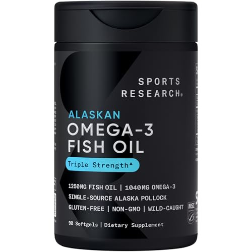 Sports Research Burpless Triple Strength Omega-3 Fish Oil Softgels