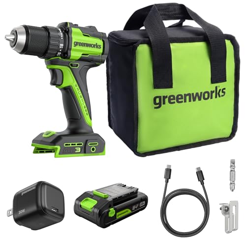 GREENWORKS 24V 1/2" Brushless Cordless Drill 2.0Ah