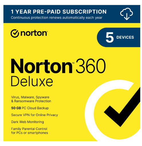 Norton 360 Deluxe Antivirus Software 1-Year Subscription [Digital Download]