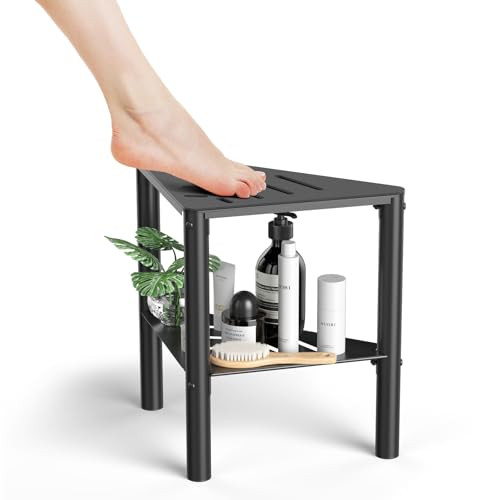 Non-Slip Shower Stool with Storage Shelf