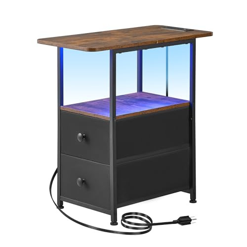 Narrow End Table with Charging Station