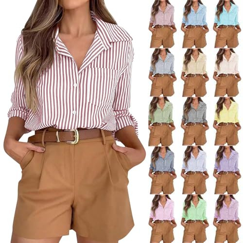 Women's Striped Button Blouse