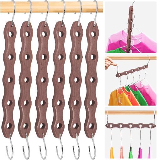 6-Pack Wooden Closet Hanger Organizers