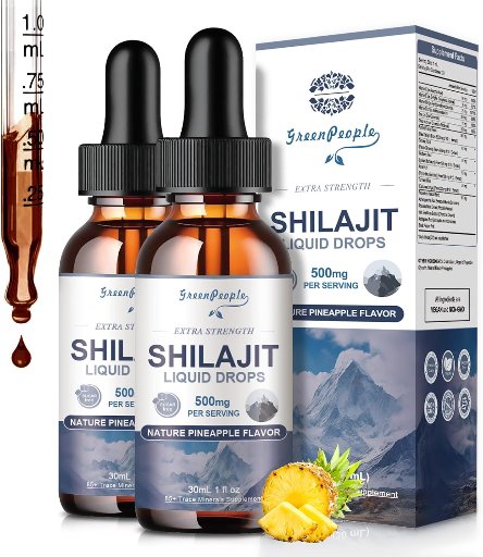 2 Pack - GREENPEOPLE Himalayan Shilajit Resin Liquid Drops, 1 Fl. Oz.