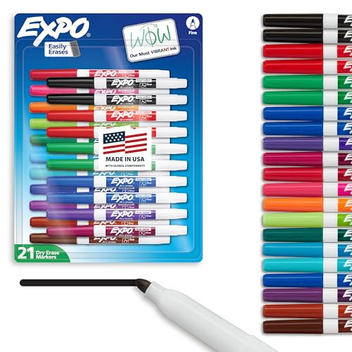 EXPO Fine Tip Dry Erase Markers, 21 Count
