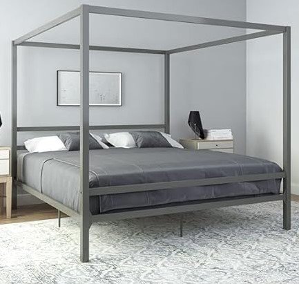 DHP King Size Modern Metal Canopy Platform Bed