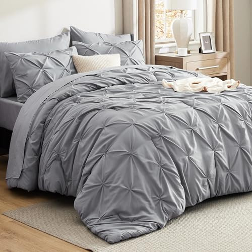 Bedsure 7 PC Grey King Size Comforter Set