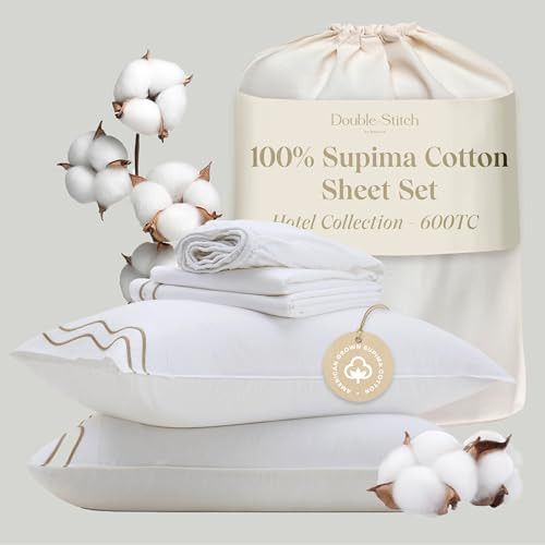 Double Stitch 100% Cotton/Sateen Sheet Sets - 600 Thread Count