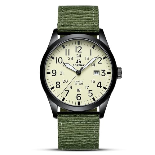 LN LENQIN Men's Military Sport Nylon Strap Quartz Watch