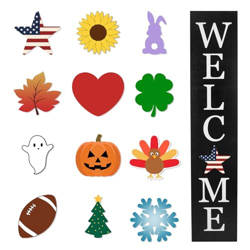 Interchangeable Wooden Porch Welcome Sign