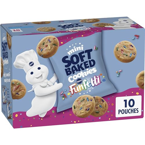 Pillsbury Mini Soft Baked Cookies, Funfetti, Snack Bags, 10 Count