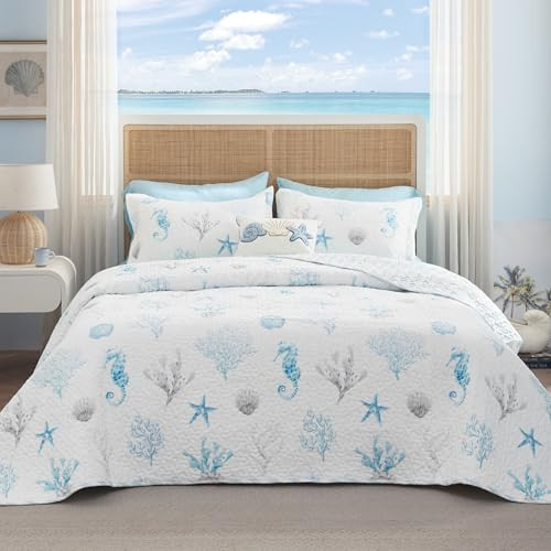 Bedsure 3 PC Coastal Quilt Set