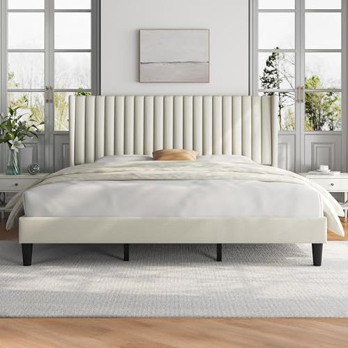 Yaheetech King Upholstered Platform Bed Frame