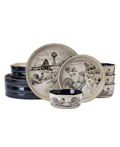 Farmyard Rooster Dinnerware Set