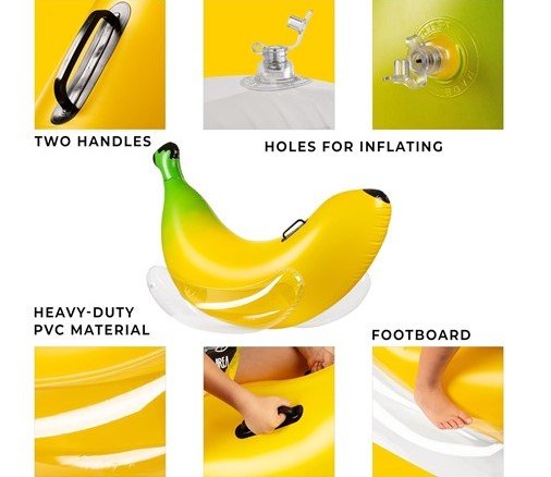 Zone Tech Inflatable Banana Shaped Pool Float