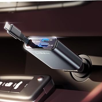 LISEN Retractable Car Charger USB C Fast Charging
