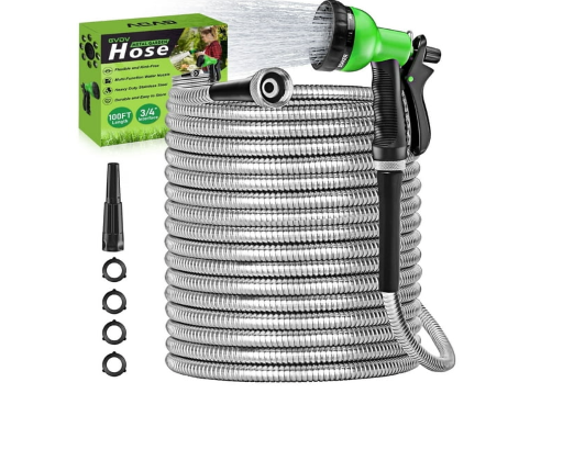 GVDV Metal Garden Hose with Spray Nozzle