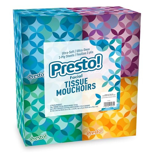 Presto! Ultra-Soft 3-Ply Premium Facial Tissues (4-Pack)