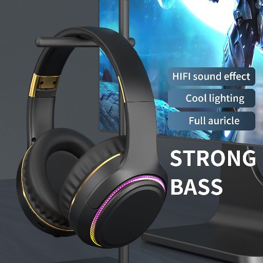Foldable Wireless Over-Ear Headphones with RGB Lights