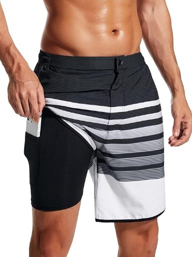 Mens Swim Trunks with Compression Liner