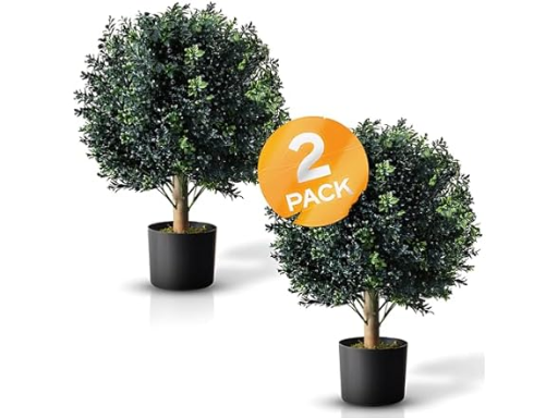Botaro Tresil Pre-Potted Faux Boxwood Topiary Set