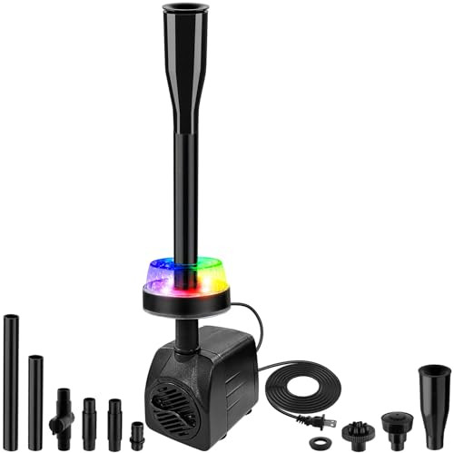 CREPOW Submersible Pond Fountain Pump with LED Lights