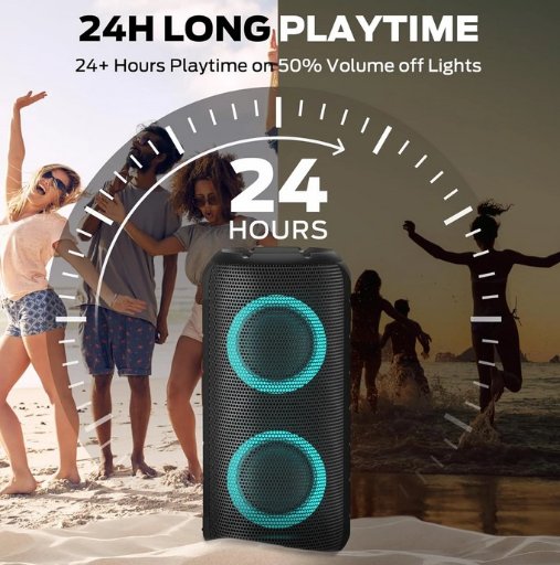 Oraolo Luster Bluetooth Speaker W/Colorful Lights & 24H Playtime