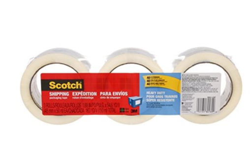 3M Packing Tape Clear 3-Roll Pack