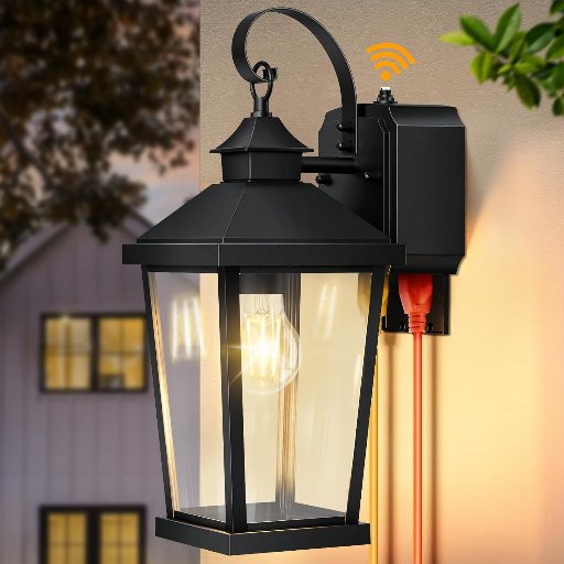Slypadan Large Dusk to Dawn Outdoor Wall Light W/Outlets