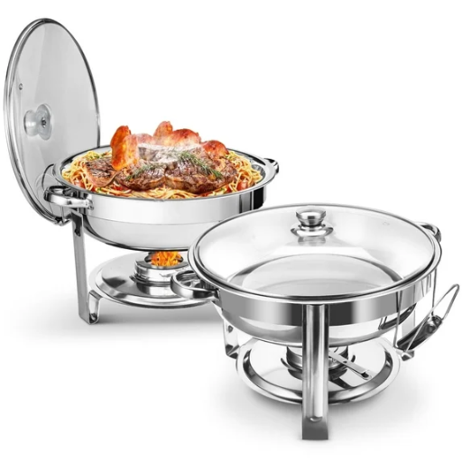 Warmounts 2 Pack 5-Quart Round Chafing Dish Buffet Set