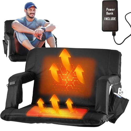 Heated Stadium Seat W/Back & Arm Rests & 10,000mAh Power Bank