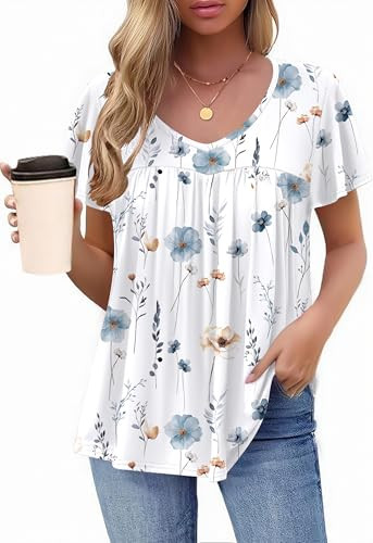 HOTOUCH Women's Short Sleeve Tunic Tops